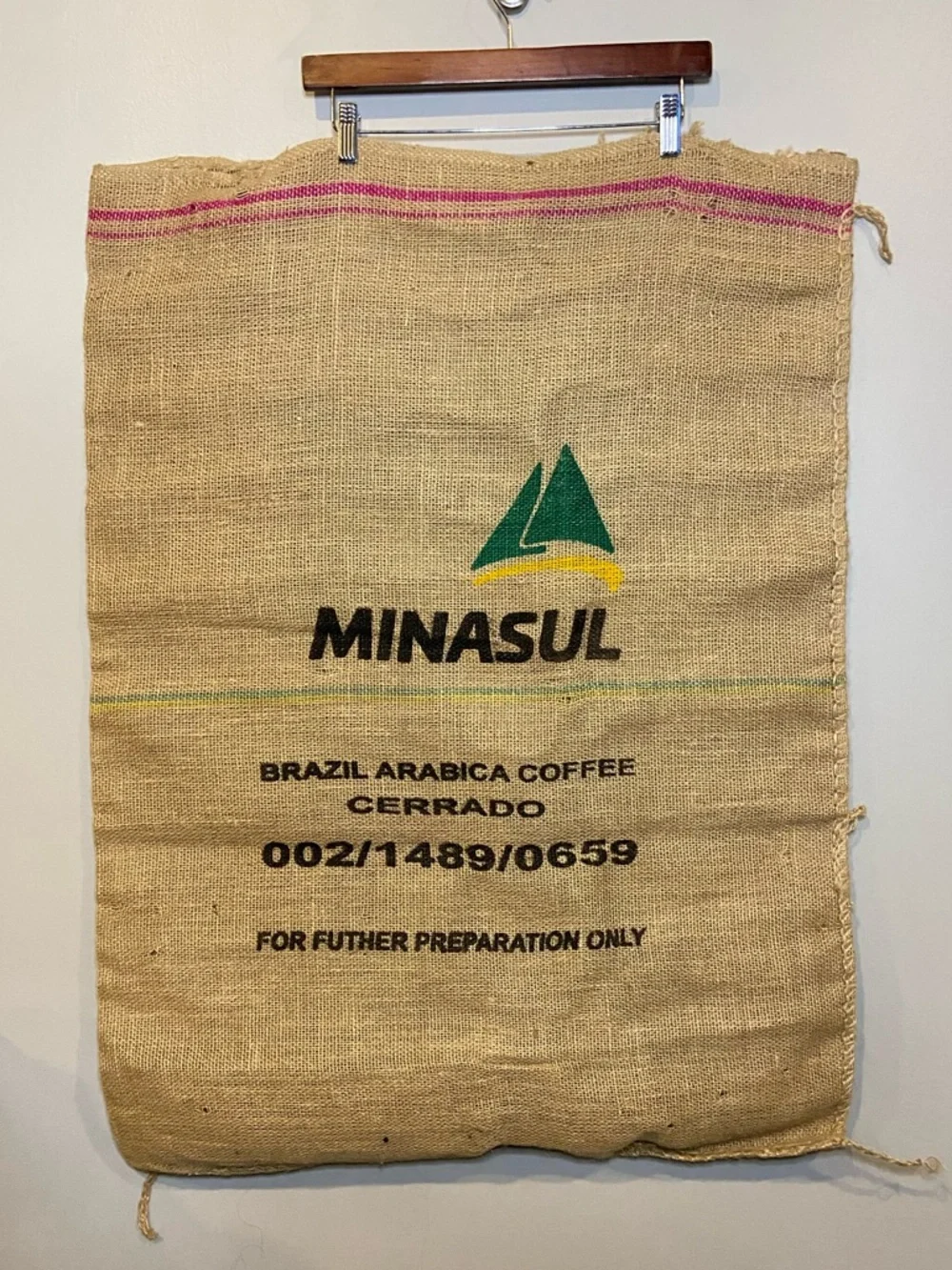 Minasul / Cafés do Brasil Certified Fair Trade Burlap Coffee Sack / Rustic Decor